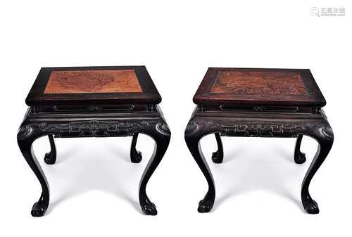 A pair of suanzhi wood square tables