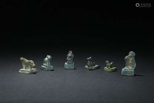 A set of six archaic bronze seals