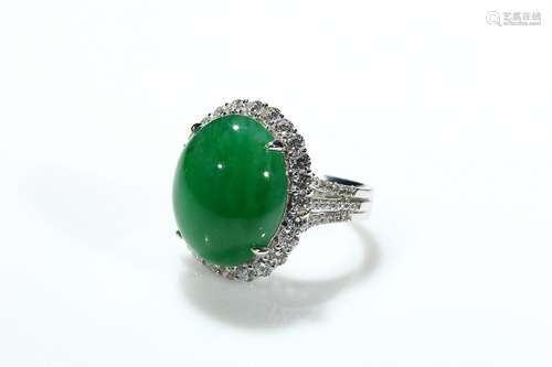 An icy intense green jadeite ring