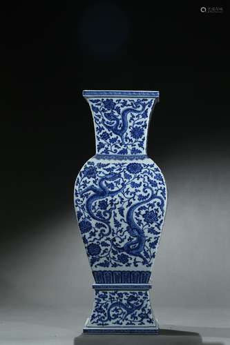 A large blue and white 'chilong' vase