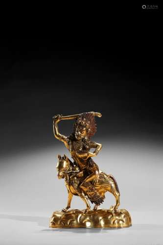 A gilt bronze figure of Palden Lhamo