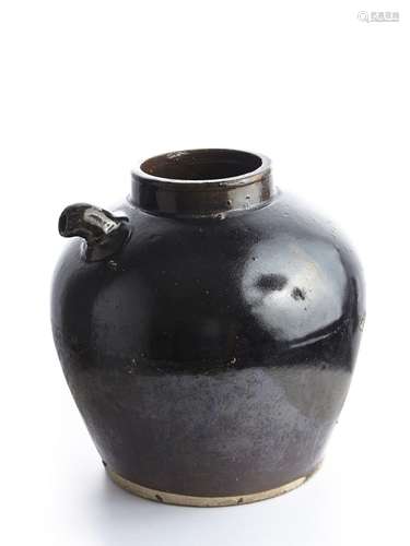 A black glazed ewer