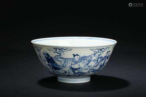 A blue and white 'eight immortals' bowl