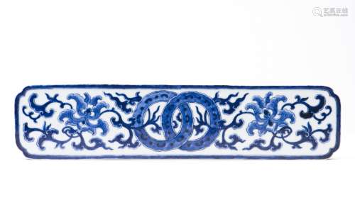 A Blue and White Scroll Weight