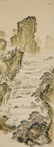 Chinese Landscape Ink & Color Scroll