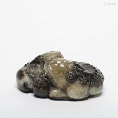 White Jade Carved of Fo Lions