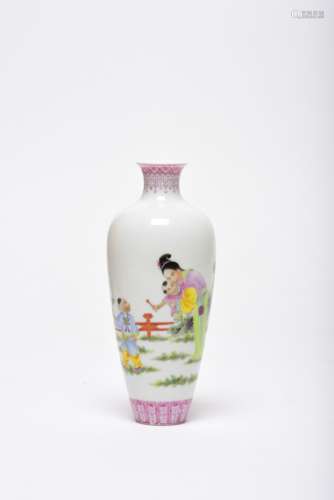 A Fine Enameled Famille Rose Vase