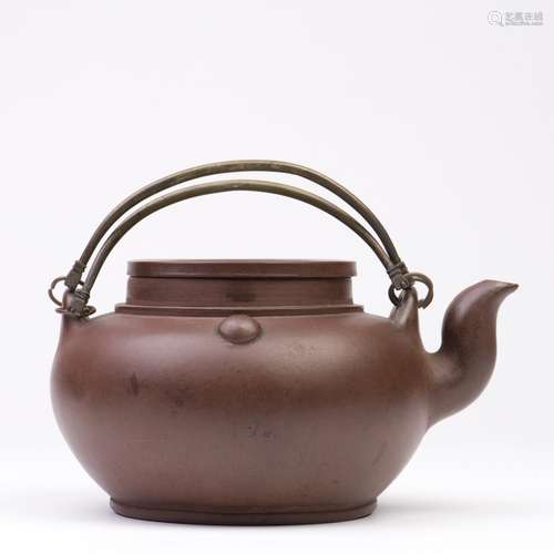 A Yi Xing Zisha Teapot with Swing Handles