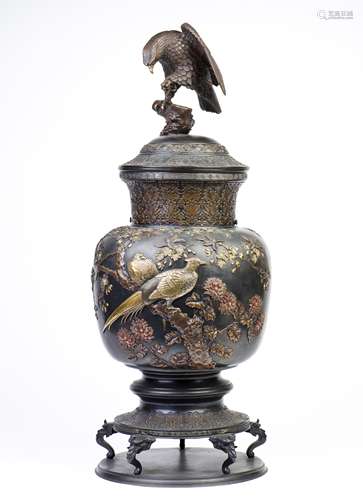 A Superbly Cast Bronze Eagle Cover Vase