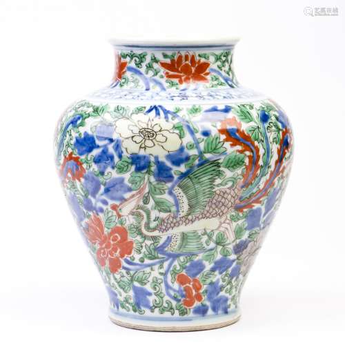 A Chinese Famille Verte Wucai Vase