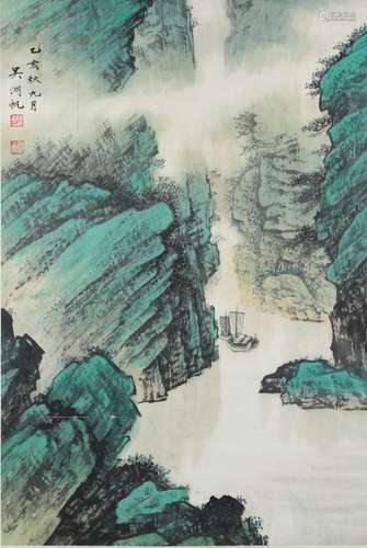 Chinese Scroll Painting of a Landscape