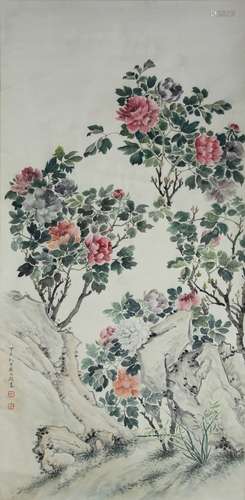 Chinese Scroll Painting of Flowers