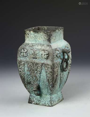 Chinese Bronze Square Vase