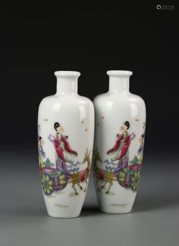 Pair of Chinese Famille Rose Vases