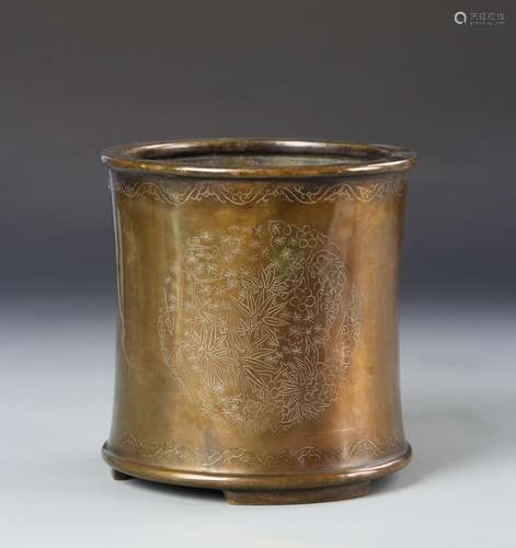 Chinese Bronze Brush Pot