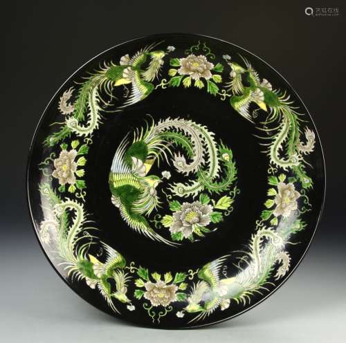 Chinese Famille Noir Plate