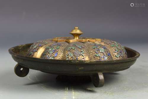 Chinese Bronze Cover and Cloisonne Cover