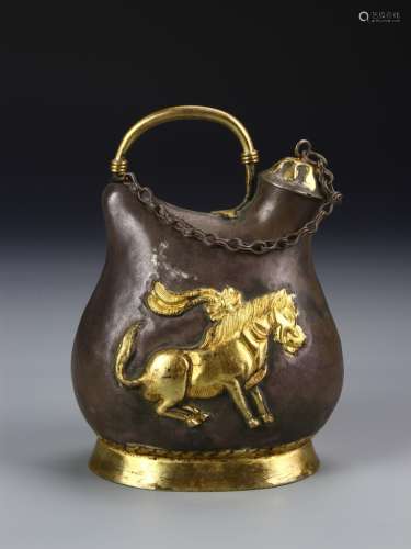 Chinese Tang Dynasty Gilt Bronze Vessel
