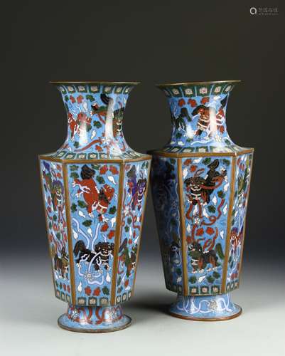 Pair of Chinese Cloisonne Vases