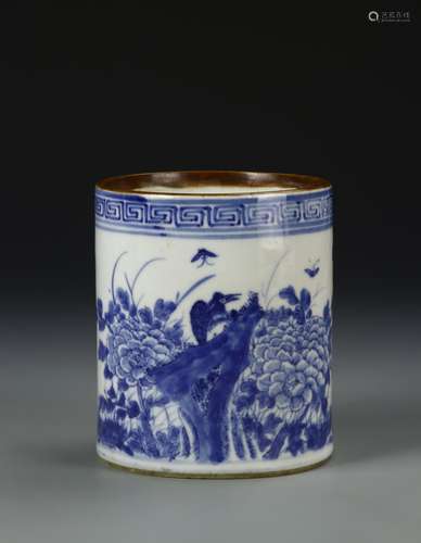 Chinese Blue and White Brush Pot