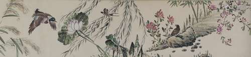 Chinese Hand Scroll of Bird and Flowers