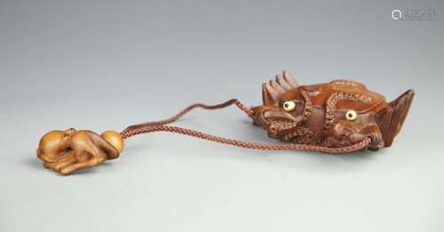 Carved Wood Crab Pouch