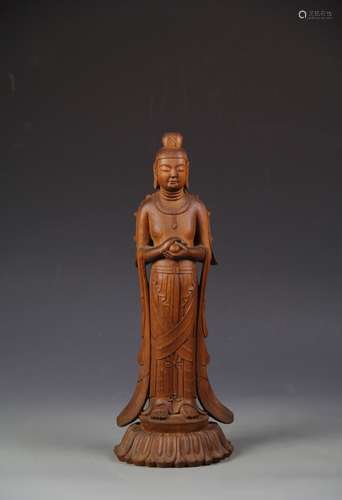 Asian Hardwood Standing Buddha