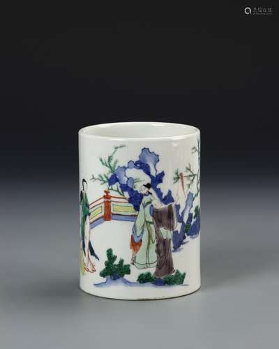 Chinese Wucai Brush Pot