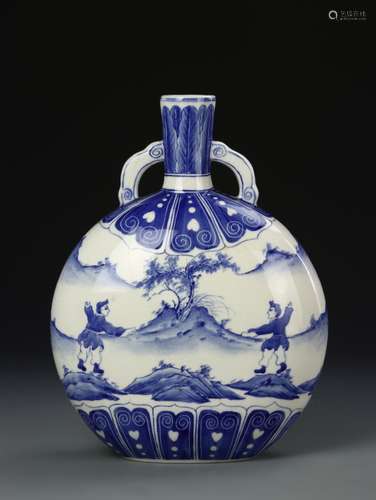 Chinese Blue and White Moon Flask Vase