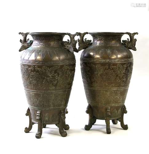 Pair of Chinese Bronze Vases