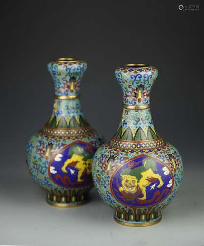 Pair Of Chinese Cloisonne Vases