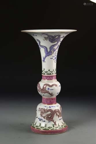 Chinese Famille Rose Gu vase