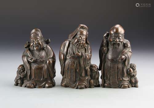 Three Chinese Bronze Figures