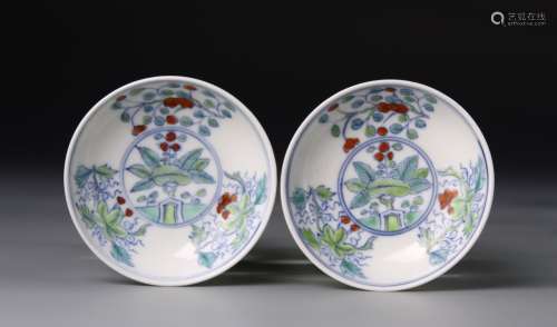 Pair of Chinese Antique Doucai Plates