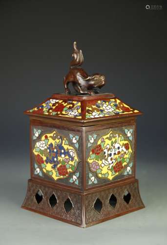 Japanese Square Cloisonne Censer