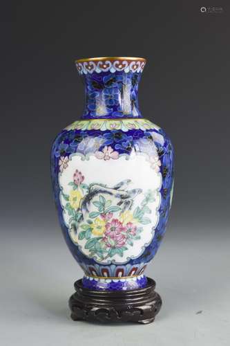 Chinese Blue Cloisonne Vase