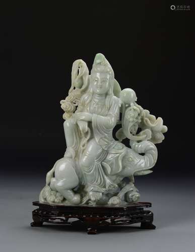 Chinese Jadeite Guanyin with Base