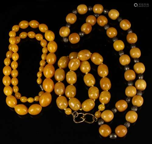 Three Chinese Amber Necklaces