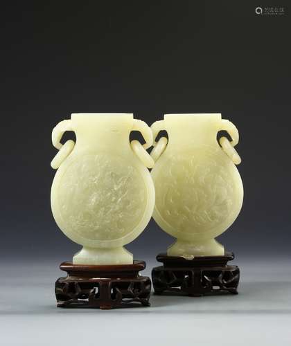 Pair of Chinese Jade Vases