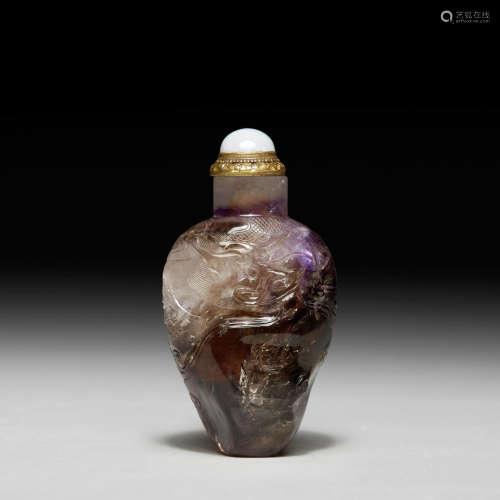 1780-1850年 紫晶雕云龙赶珠纹鼻烟壶
