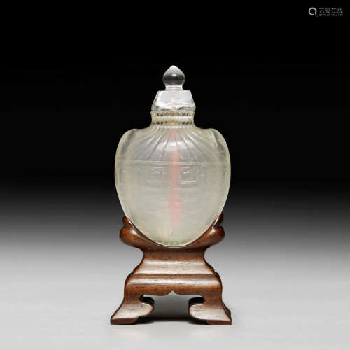 1750-1800年 水晶荷包式螭龙纹鼻烟壶