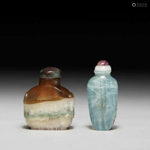 1780-1850年 海蓝宝石鼻烟壶 及 1800-1880年 角砾岩鼻烟壶