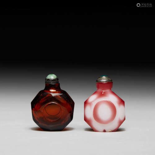1700-1820年 北京御制料胎八方鼻烟壶两件
