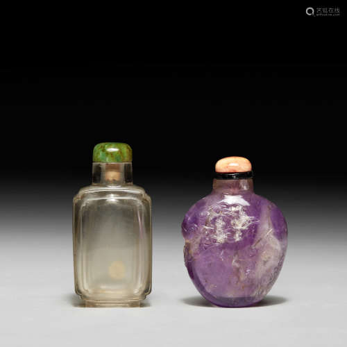1780-1850年 紫晶鼻烟壶 及 1750-1860年 茶晶鼻烟壶