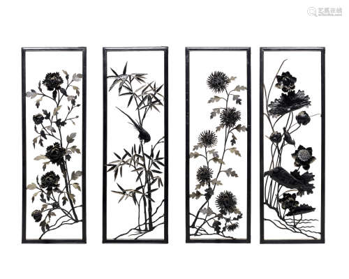 十九世纪 鐡造花卉挂屏四件