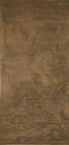 张宏 溪山行旅图 1637年作 水墨绢本 立轴
