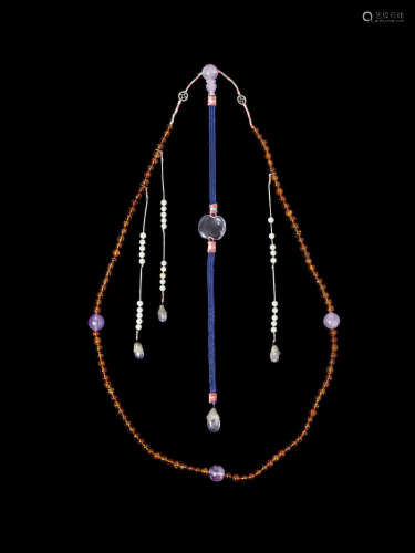 十九世纪 琥珀紫水晶朝珠