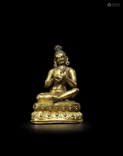 藏中 十六世纪 铜鎏金甘赫像