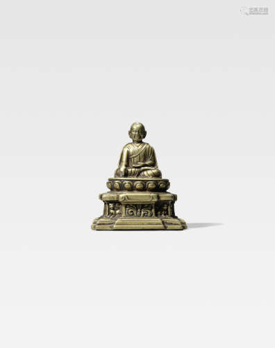 西藏 约十三世纪 噶举喇嘛铜像