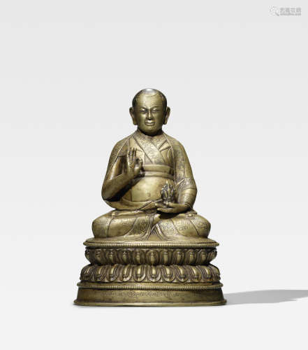 西藏 十五/十六世纪 恭初云丹铜像